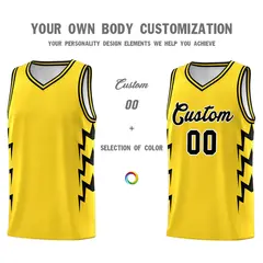 Gold Side Lightning Graffiti Basketball Jersey 3
