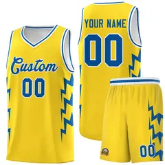Gold Side Lightning Graffiti Basketball Jersey 1
