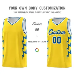 Gold Side Lightning Graffiti Basketball Jersey 3