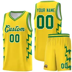 Gold Side Lightning Graffiti Basketball Jersey