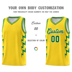 Gold Side Lightning Graffiti Basketball Jersey 3