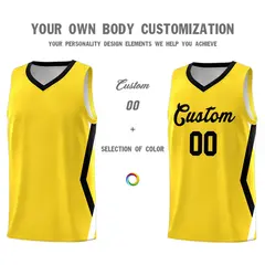 Gold Side Rhombus Graffiti Pattern Basketball Jersey 3
