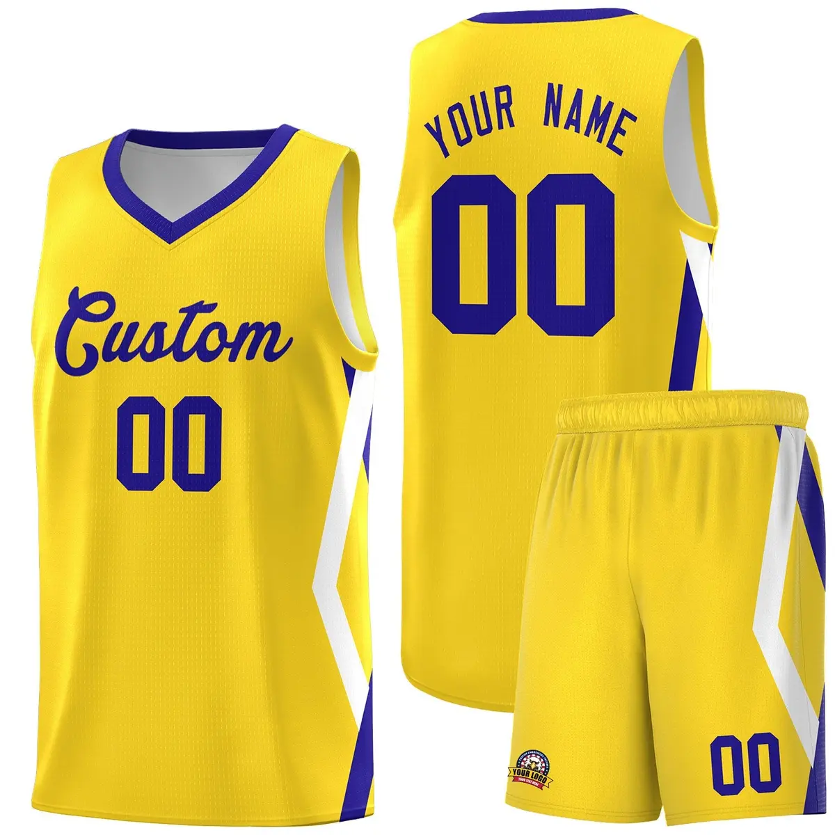 Gold Side Rhombus Graffiti Pattern Basketball Jersey