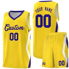 Gold Side Rhombus Graffiti Pattern Basketball Jersey 1