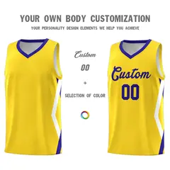 Gold Side Rhombus Graffiti Pattern Basketball Jersey 3