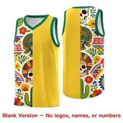 Gold Skeleton Mexican Colors Graffiti Basketball Jersey 6