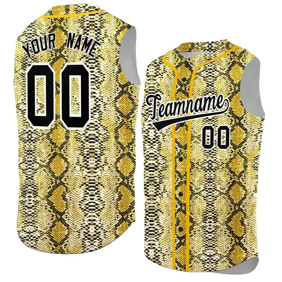 Gold Snakeskin Pattern Sleeveless Baseball Jersey