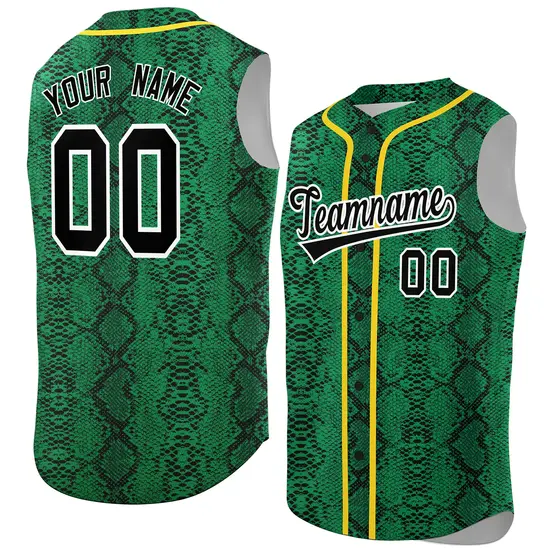 Gold Snakeskin Pattern Sleeveless Baseball Jersey