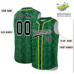Gold Snakeskin Pattern Sleeveless Baseball Jersey 2