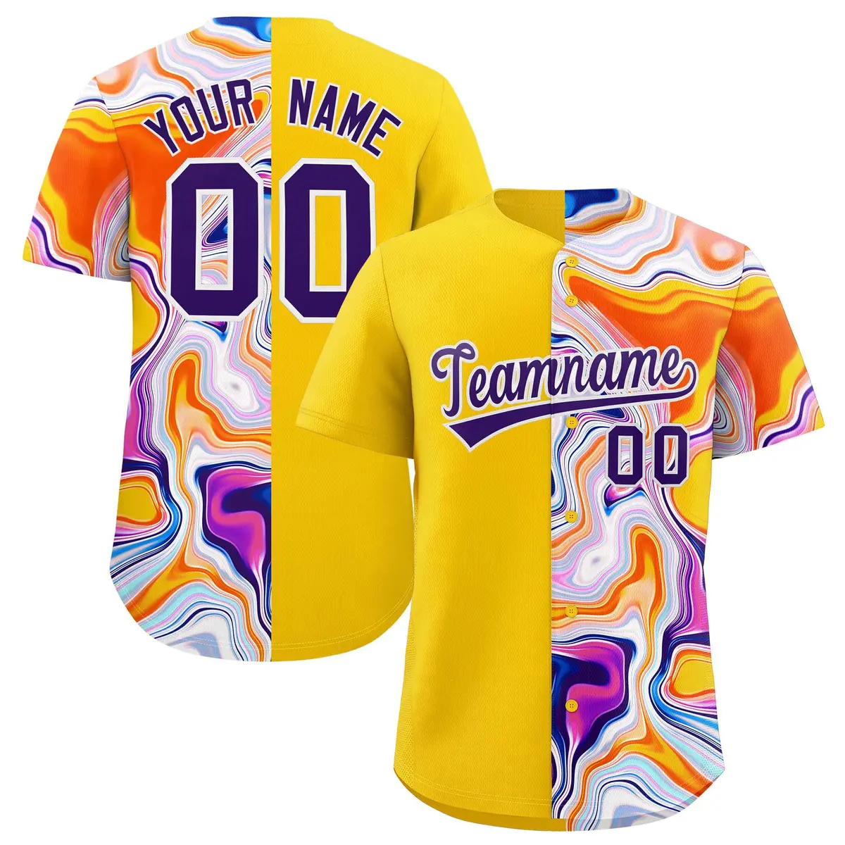 Gold Split Fluid Fashion Authentic Baseball Jersey