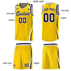 Gold Star Pattern Color Block Shoulders Basketball Jersey 5