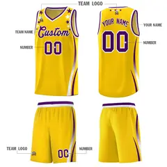 Gold Star Pattern Color Block Shoulders Basketball Jersey 5