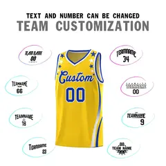 Gold Star Pattern Color Block Shoulders Basketball Jersey 4