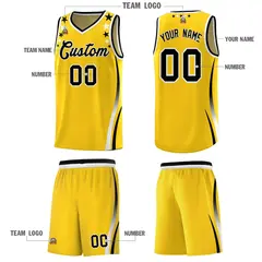 Gold Star Pattern Color Block Shoulders Basketball Jersey 5