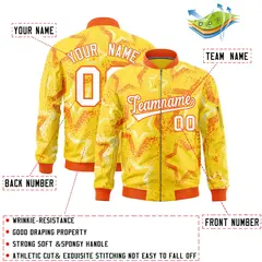 Gold Star Pattern Varsity Letterman Bomber Jacket 2