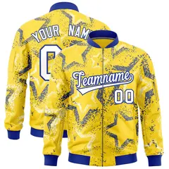 Gold Star Pattern Varsity Letterman Bomber Jacket 1