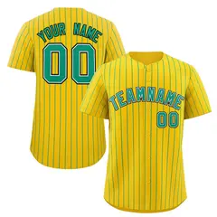 Gold Teal-Black Stripe Authentic Fashion Baseball Jersey
