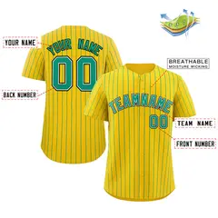 Gold Teal-Black Stripe Authentic Fashion Baseball Jersey 2