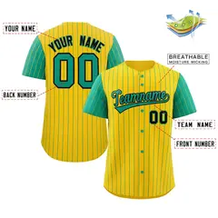 Gold Teal-Black Stripe Raglan Baseball Jersey 2