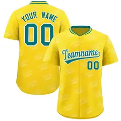 Gold Teal Graffiti Full Button Baseball Jersey