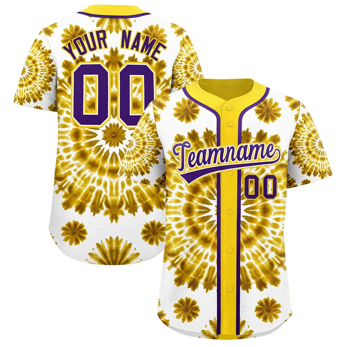 Gold Tie-Dye Graffiti Authentic Baseball Jersey