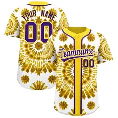Gold Tie-Dye Graffiti Authentic Baseball Jersey 1