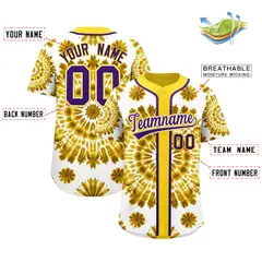 Gold Tie-Dye Graffiti Authentic Baseball Jersey 2
