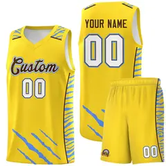 Gold Tiger Claw Pattern Basketball Jersey Sports Uniform 1