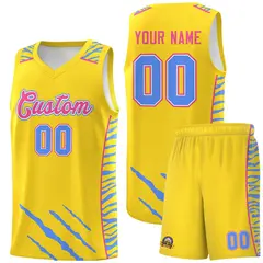 Gold Tiger Claw Pattern Basketball Jersey Sports Uniform 1