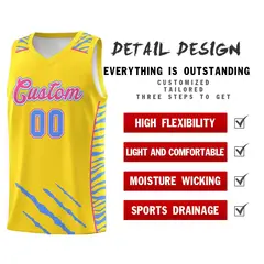 Gold Tiger Claw Pattern Basketball Jersey Sports Uniform 2