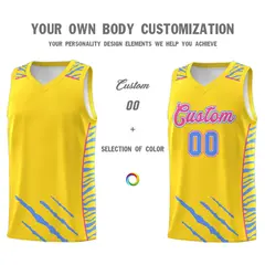 Gold Tiger Claw Pattern Basketball Jersey Sports Uniform 3