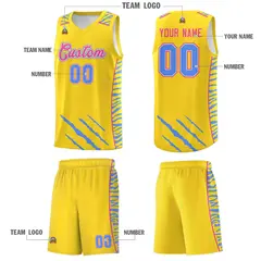 Gold Tiger Claw Pattern Basketball Jersey Sports Uniform 5