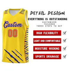 Gold Tiger Claw Pattern Basketball Jersey Sports Uniform 2