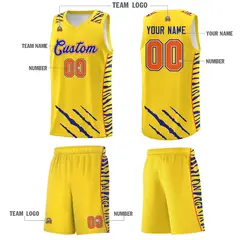 Gold Tiger Claw Pattern Basketball Jersey Sports Uniform 5