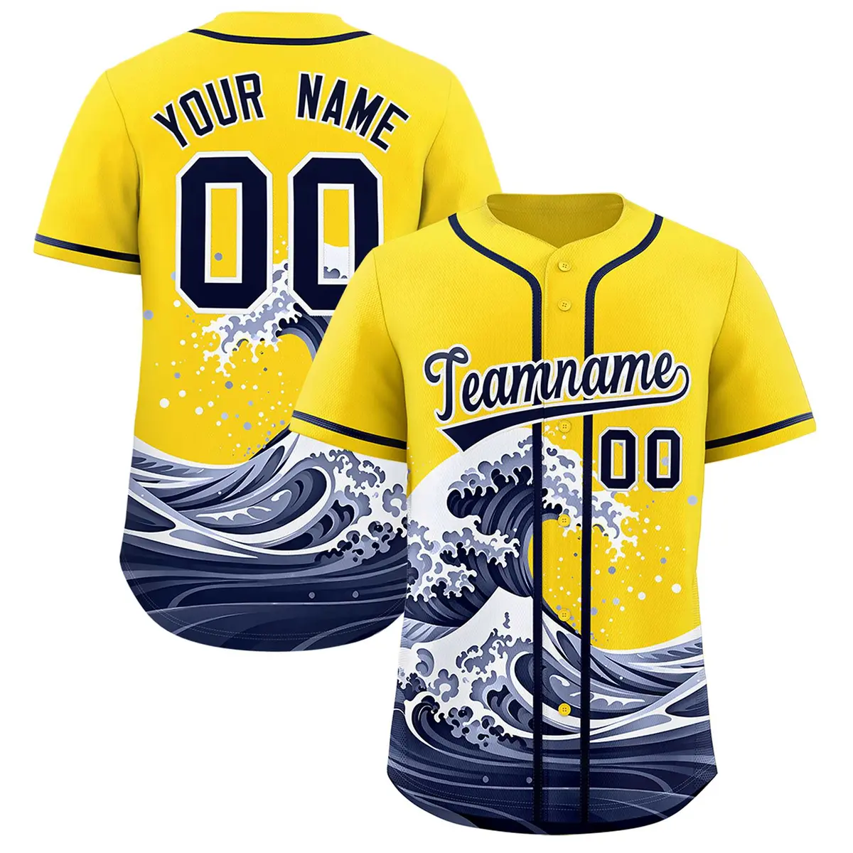 Gold Wave Graffiti Baseball Jersey