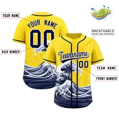 Gold Wave Graffiti Baseball Jersey 2