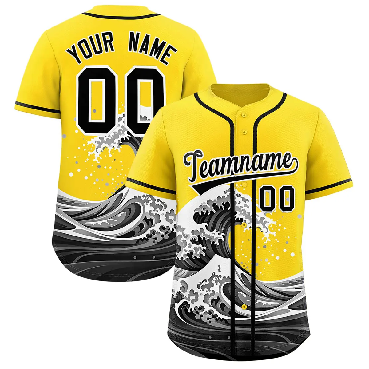 Gold Wave Graffiti Baseball Jersey