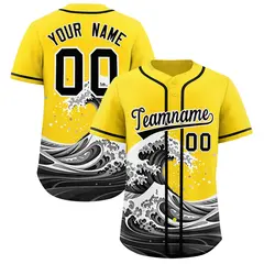 Gold Wave Graffiti Baseball Jersey 1
