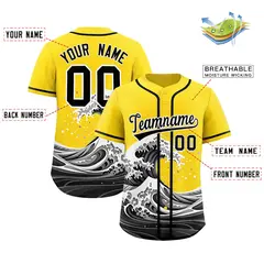 Gold Wave Graffiti Baseball Jersey 2