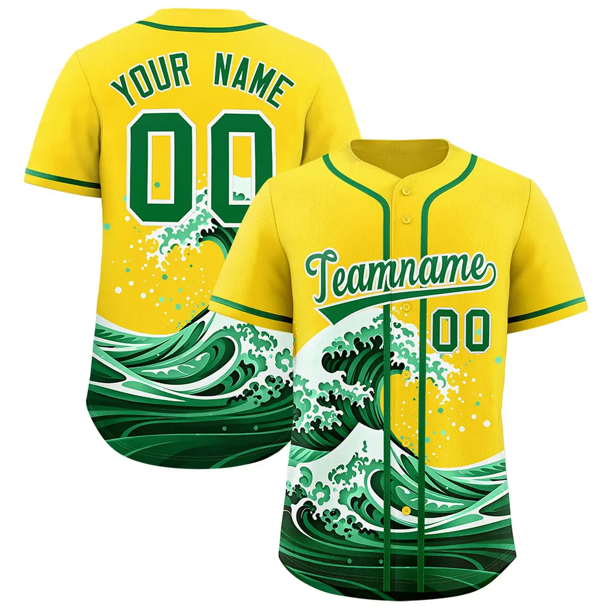 Gold Wave Graffiti Baseball Jersey