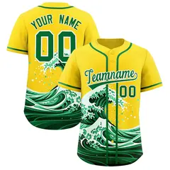 Gold Wave Graffiti Baseball Jersey 1