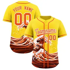 Gold Wave Graffiti Baseball Jersey 1