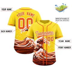 Gold Wave Graffiti Baseball Jersey 2