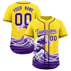 Gold Wave Graffiti Baseball Jersey 1