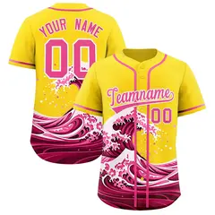 Gold Wave Graffiti Baseball Jersey 1