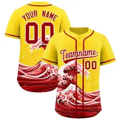 Gold Wave Graffiti Baseball Jersey 1