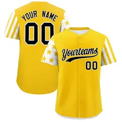 Gold White American Flag Raglan Baseball Jersey
