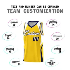 Gold White and Navy Color Block Basketball Jersey 4