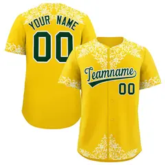 Gold White Baroque Style Baseball Jersey 1