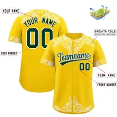Gold White Baroque Style Baseball Jersey 2